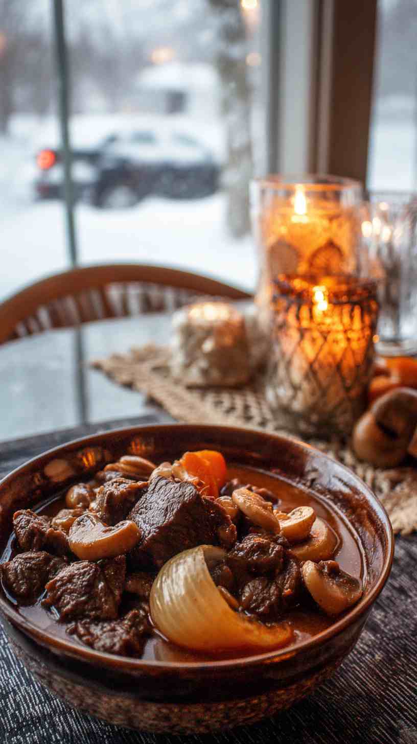 Crockpot Mushroom and Onion Braised Beef