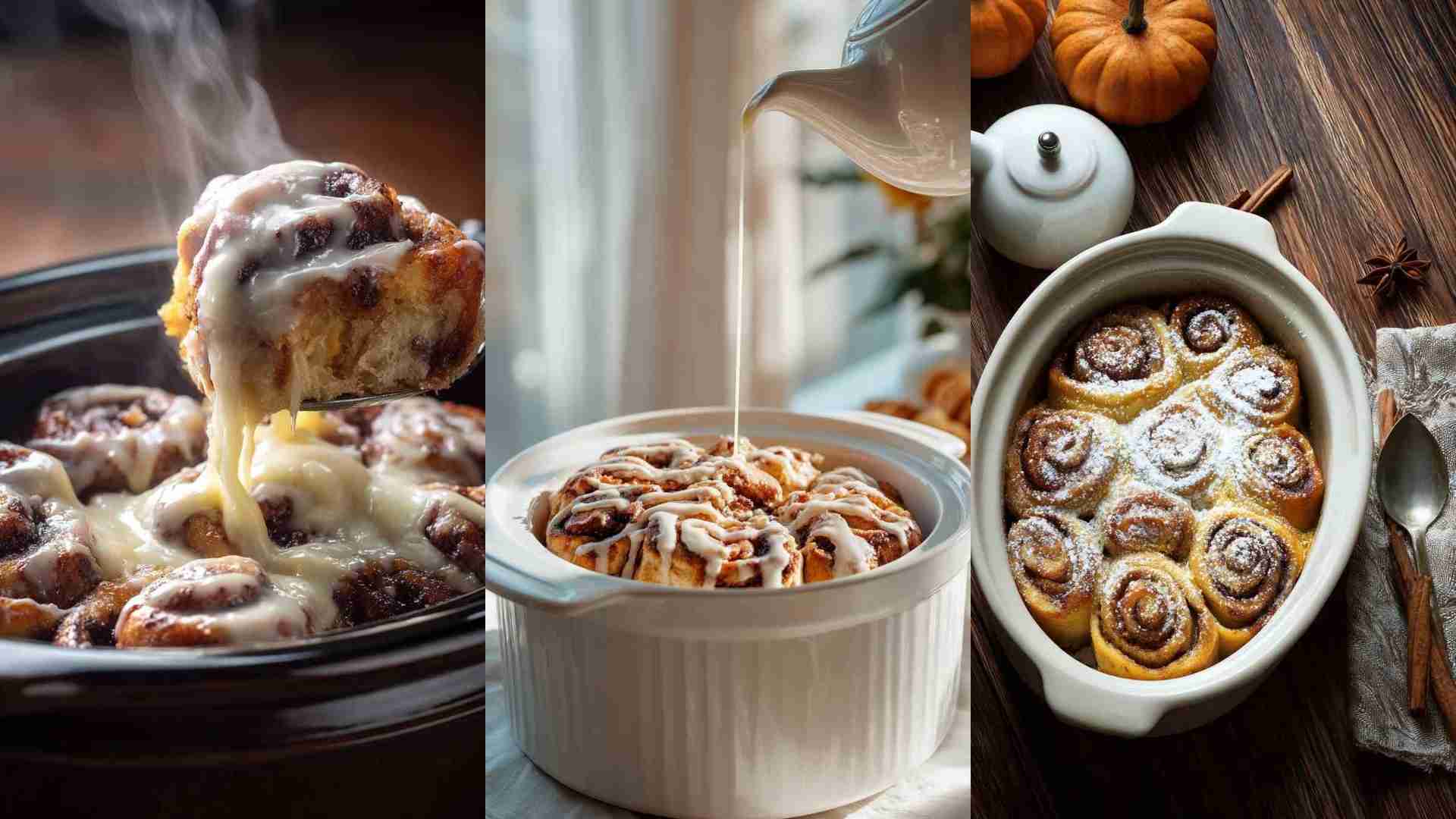 Crockpot Overnight Cinnamon Roll Casserole