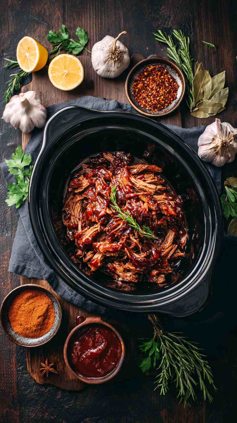 Crockpot Pulled Pork Roast with Tangy Barbecue Sauce Crockpot Pulled Pork Roast with Tangy Barbecue Sauce