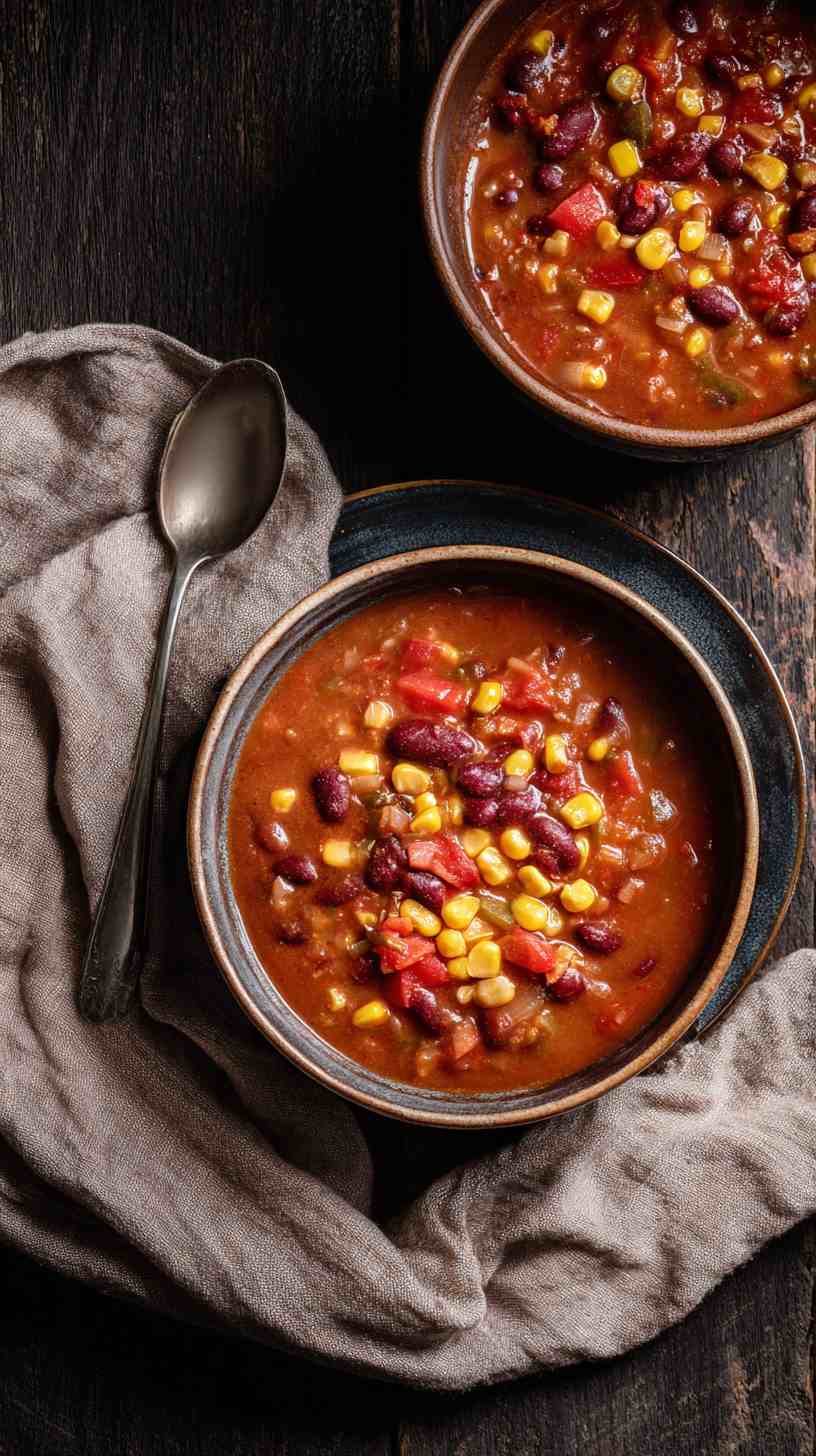 Crockpot Vegetarian Chili with Beans and Corn