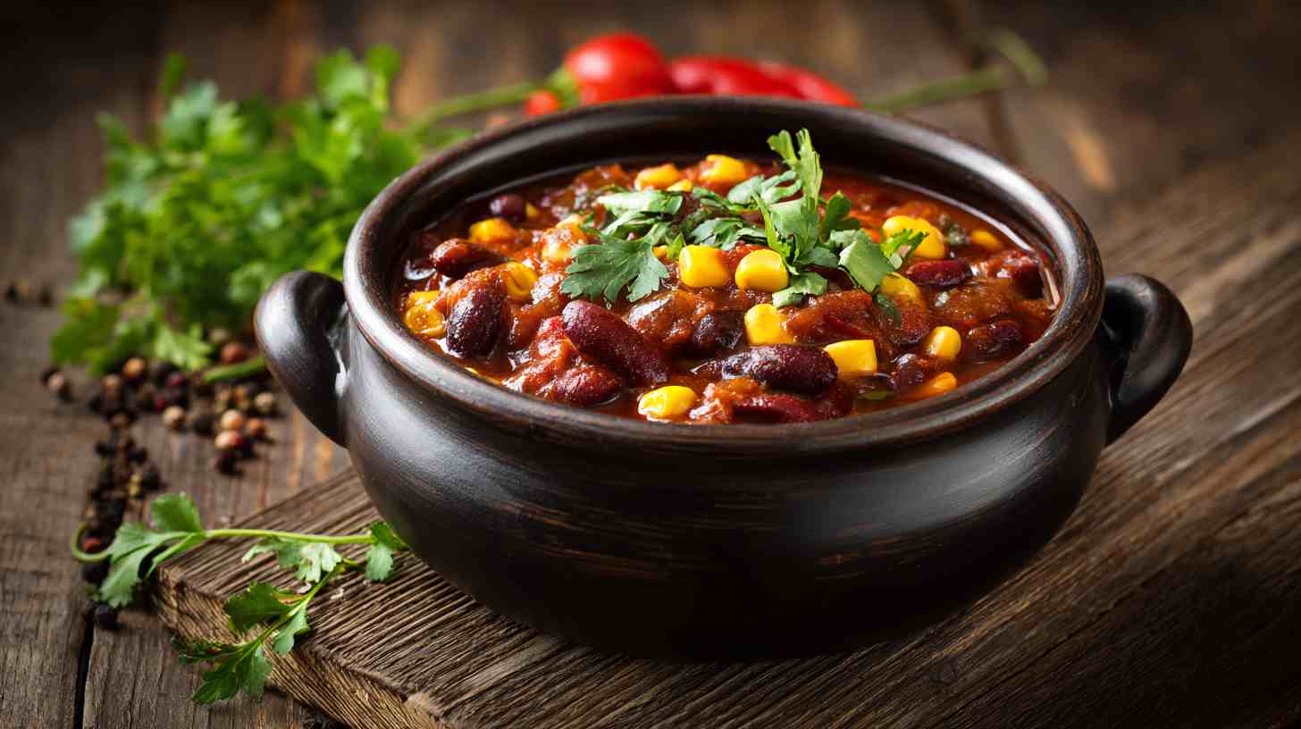 Crockpot Vegetarian Chili with Beans and Corn