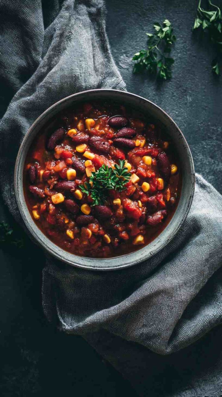 Crockpot Vegetarian Chili with Beans and Corn