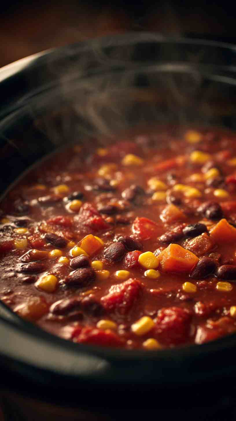 Crockpot Vegetarian Chili with Beans and Corn