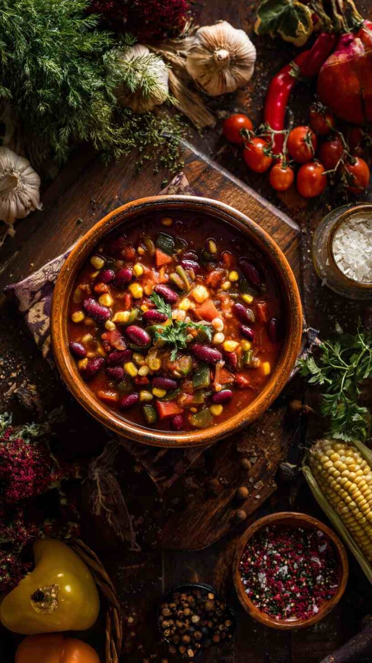 Crockpot Vegetarian Chili with Beans and Corn