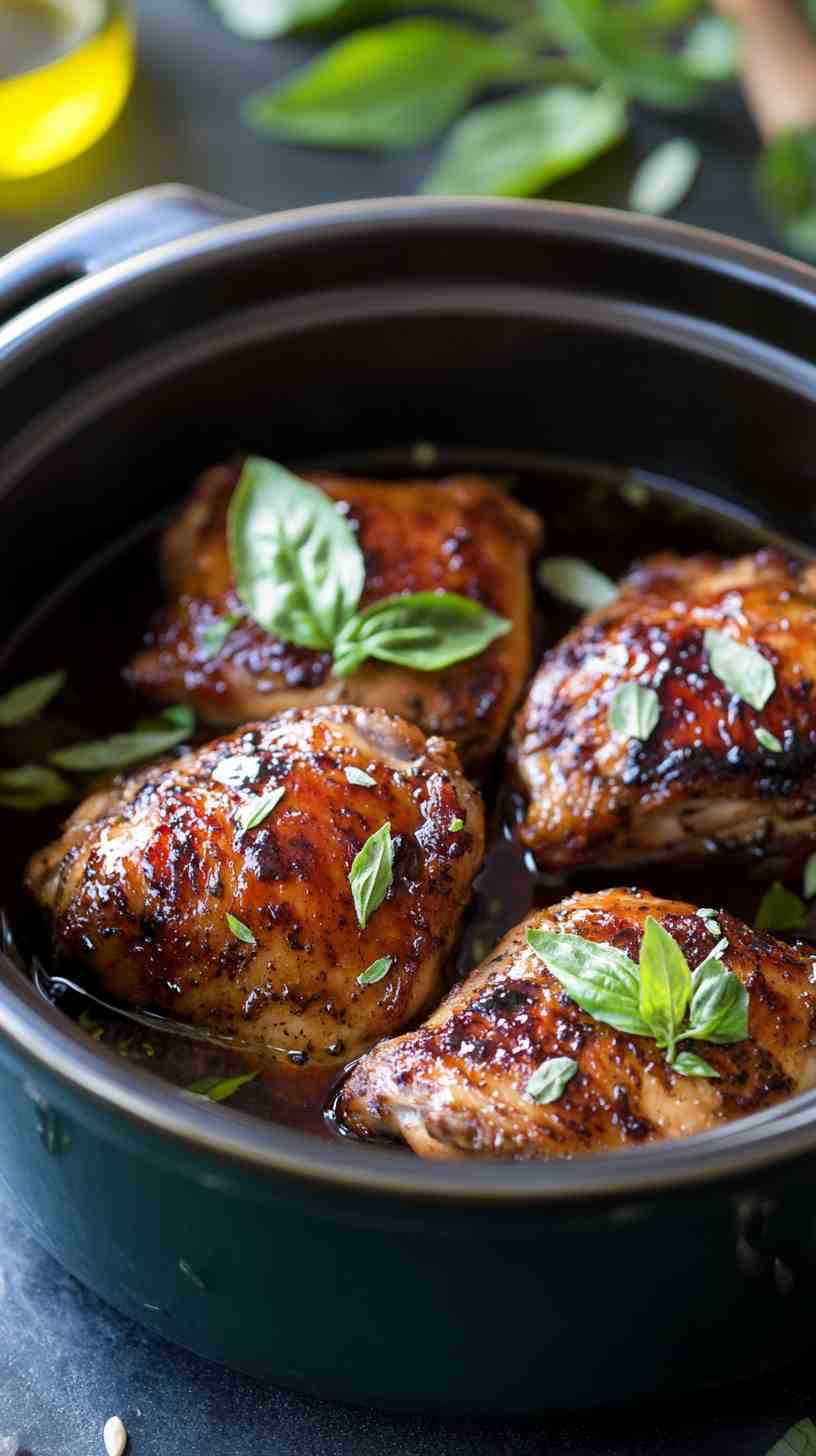 Flavorful Balsamic Chicken Thighs in the Slow Cooker