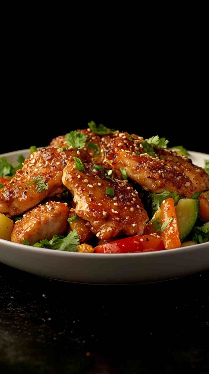 Ginger Sesame Chicken with Vegetables in Crock Pot