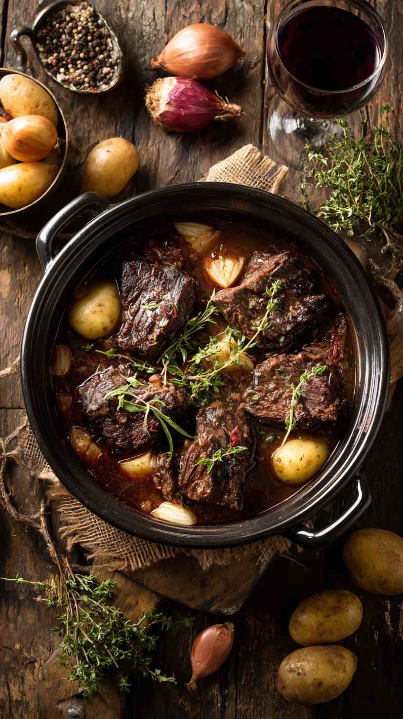 Hearty Crockpot Red Wine Braised Beef