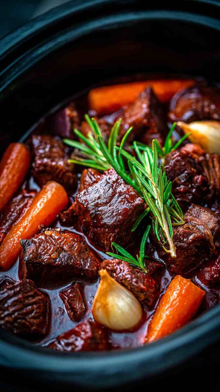 Hearty Crockpot Red Wine Braised Beef