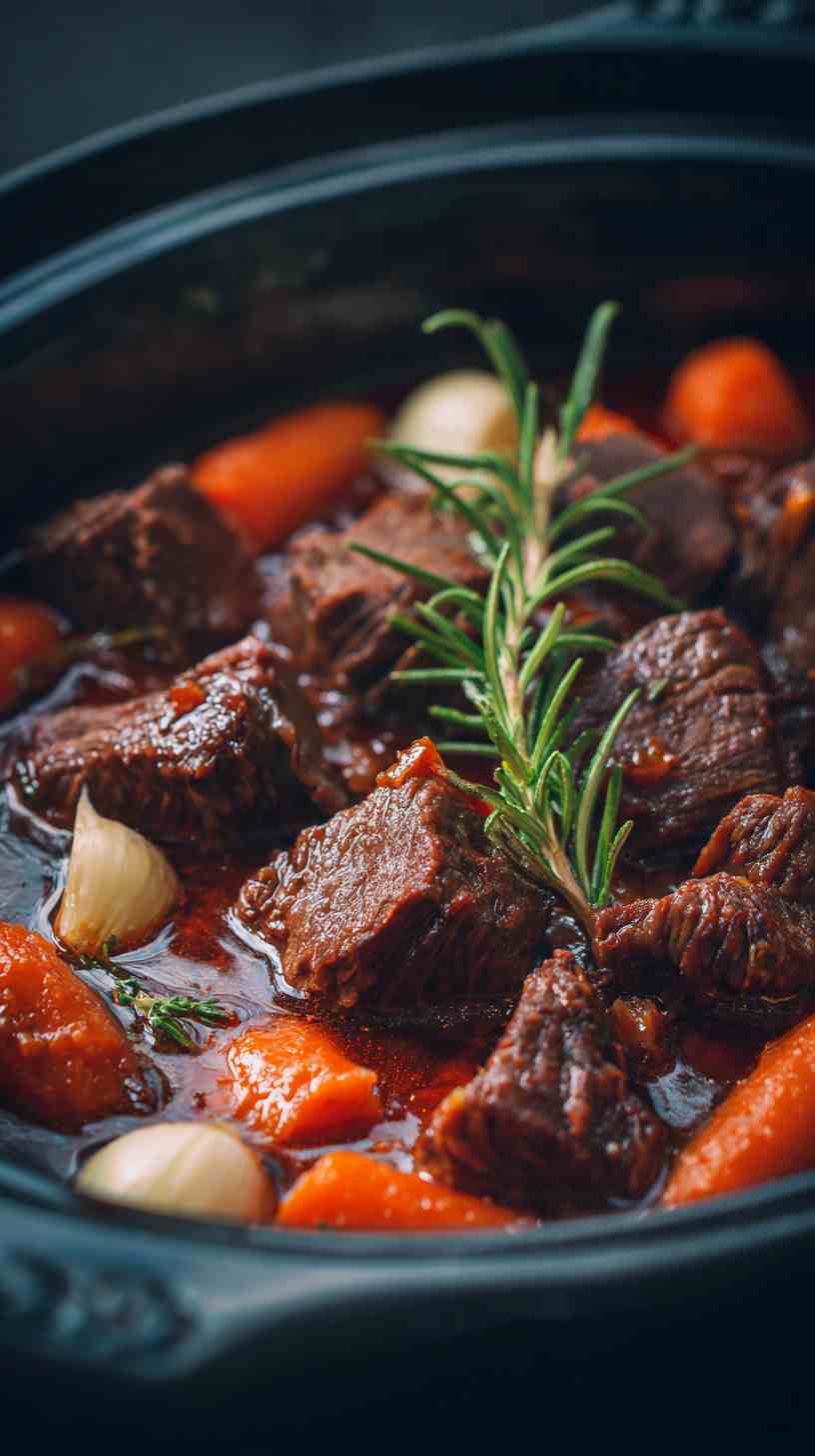 Hearty Crockpot Red Wine Braised Beef
