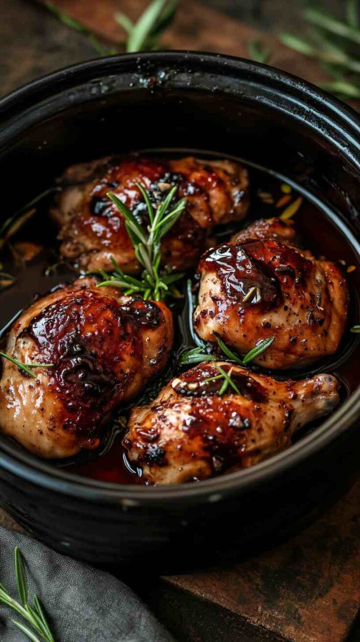 Juicy Balsamic Chicken Breasts in the Crock Pot
