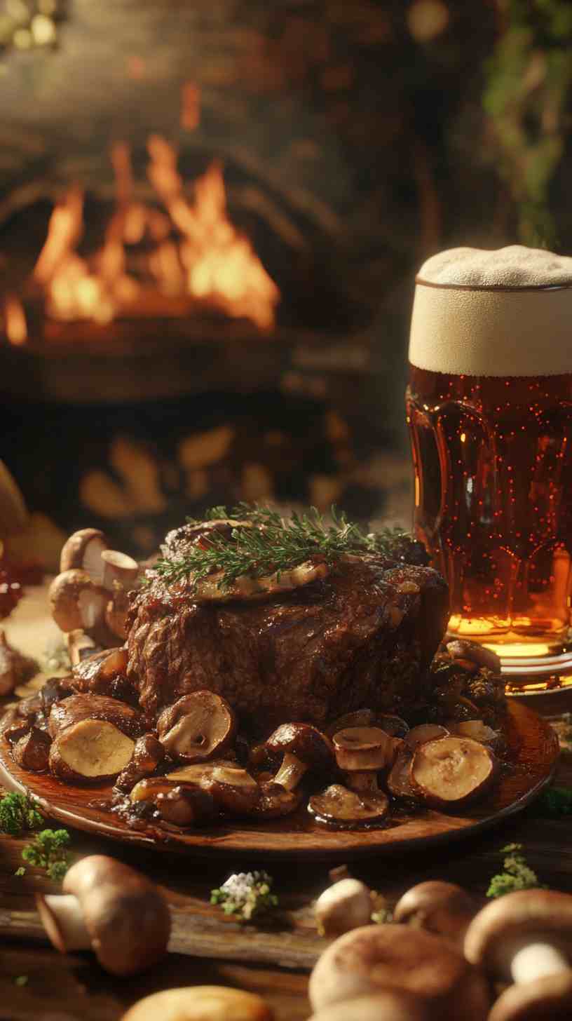 Malty Beer-Braised Beef with Mushrooms Malty Beer-Braised Beef with Mushrooms