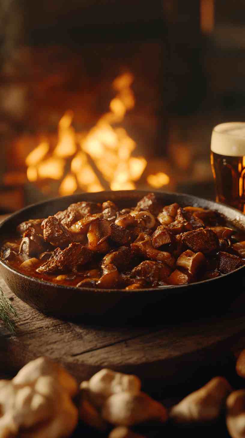 Malty Beer-Braised Beef with Mushrooms Malty Beer-Braised Beef with Mushrooms
