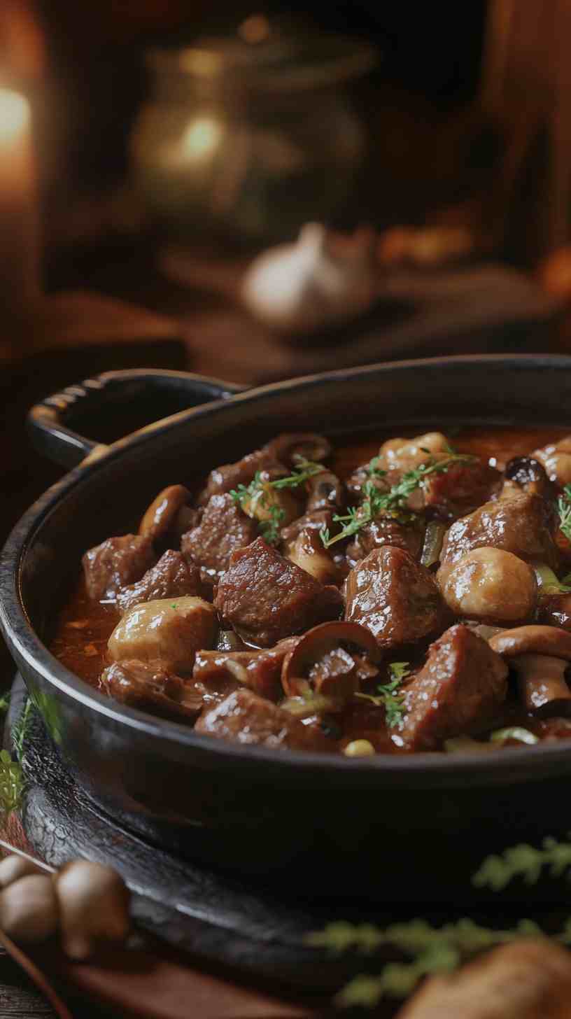 Malty Beer-Braised Beef with Mushrooms Malty Beer-Braised Beef with Mushrooms