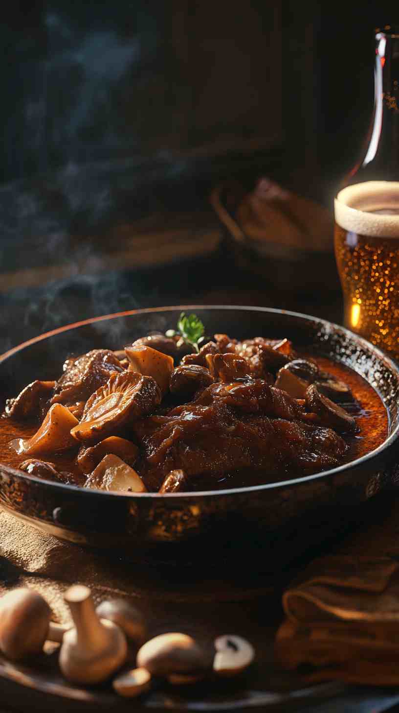 Malty Beer-Braised Beef with Mushrooms Malty Beer-Braised Beef with Mushrooms