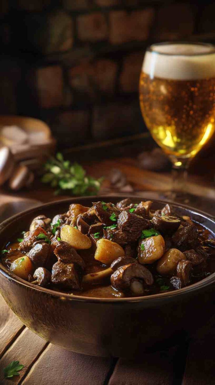 Malty Beer-Braised Beef with Mushrooms Malty Beer-Braised Beef with Mushrooms