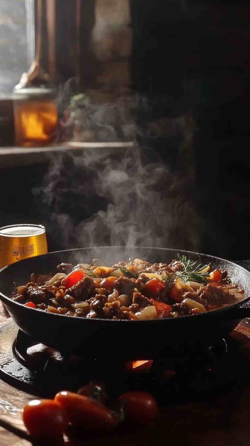 Rustic Slow Cooked Beef and Beer Ragout