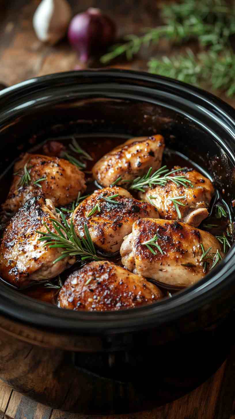 Savory Balsamic Garlic Chicken Crock Pot Recipe