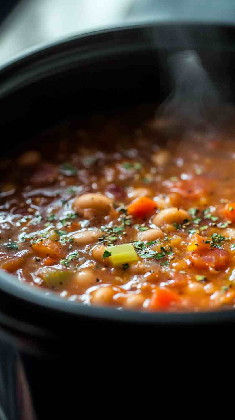 Savory Slow Cooker Ham and Bean Soup
