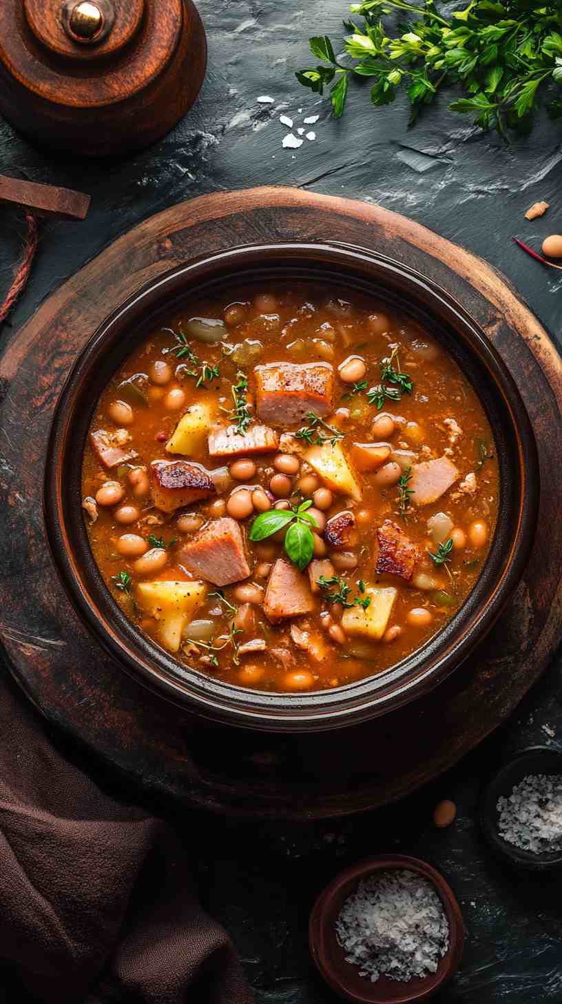 Savory Slow Cooker Ham and Bean Soup