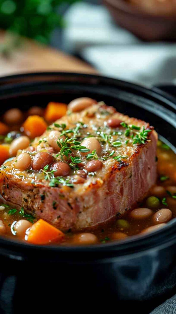 Slow Cooked Bean and Ham Soup with Vegetables Slow Cooked Bean and Ham Soup with Vegetables