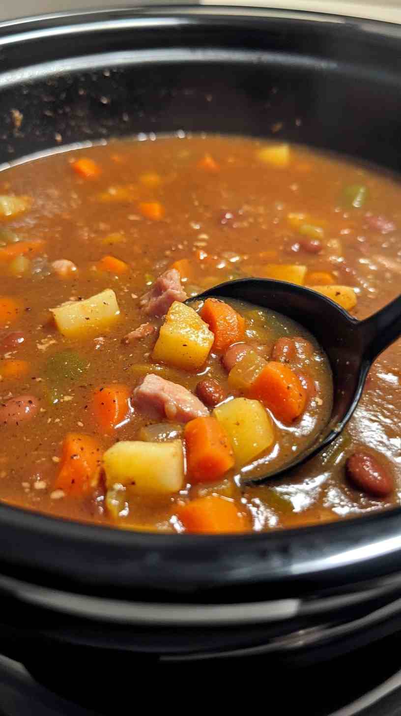 Slow Cooked Bean and Ham Soup with Vegetables Slow Cooked Bean and Ham Soup with Vegetables