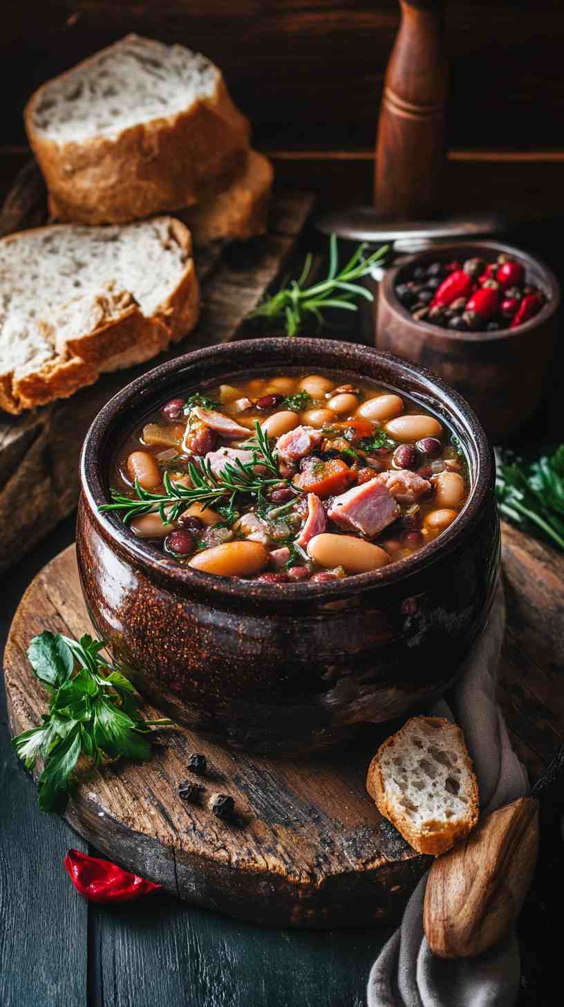 Slow Cooked Bean and Ham Soup with Vegetables Slow Cooked Bean and Ham Soup with Vegetables