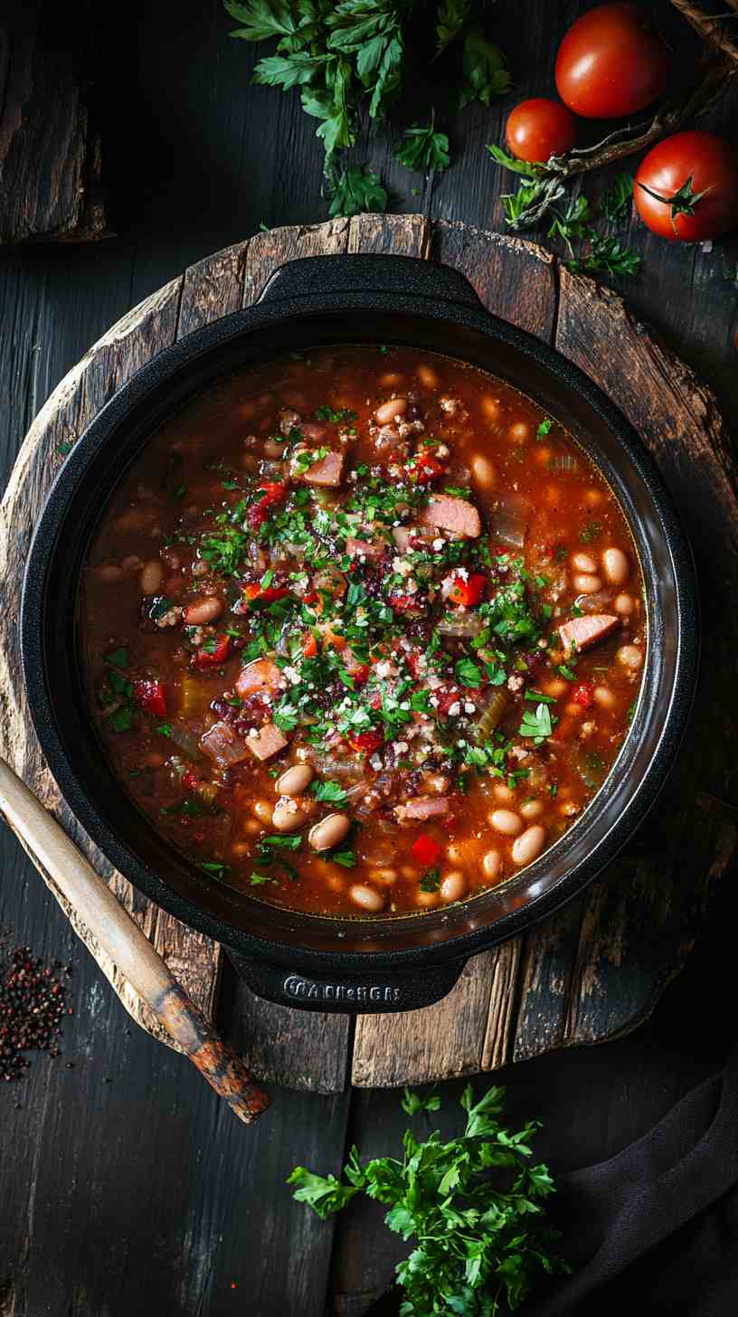 Slow Cooked Bean and Ham Soup with Vegetables Slow Cooked Bean and Ham Soup with Vegetables