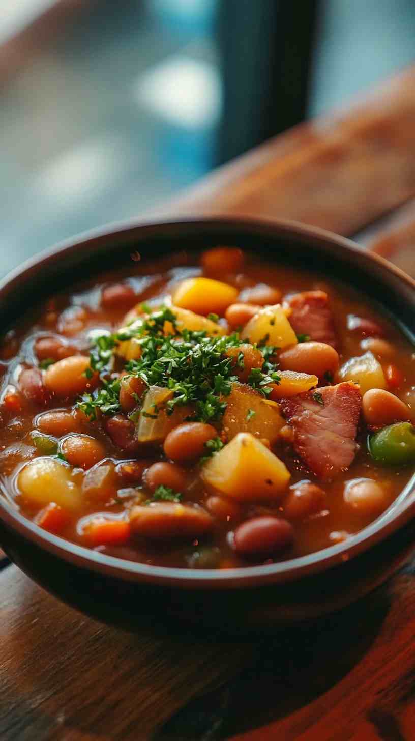 Slow Cooked Bean and Ham Soup with Vegetables Slow Cooked Bean and Ham Soup with Vegetables