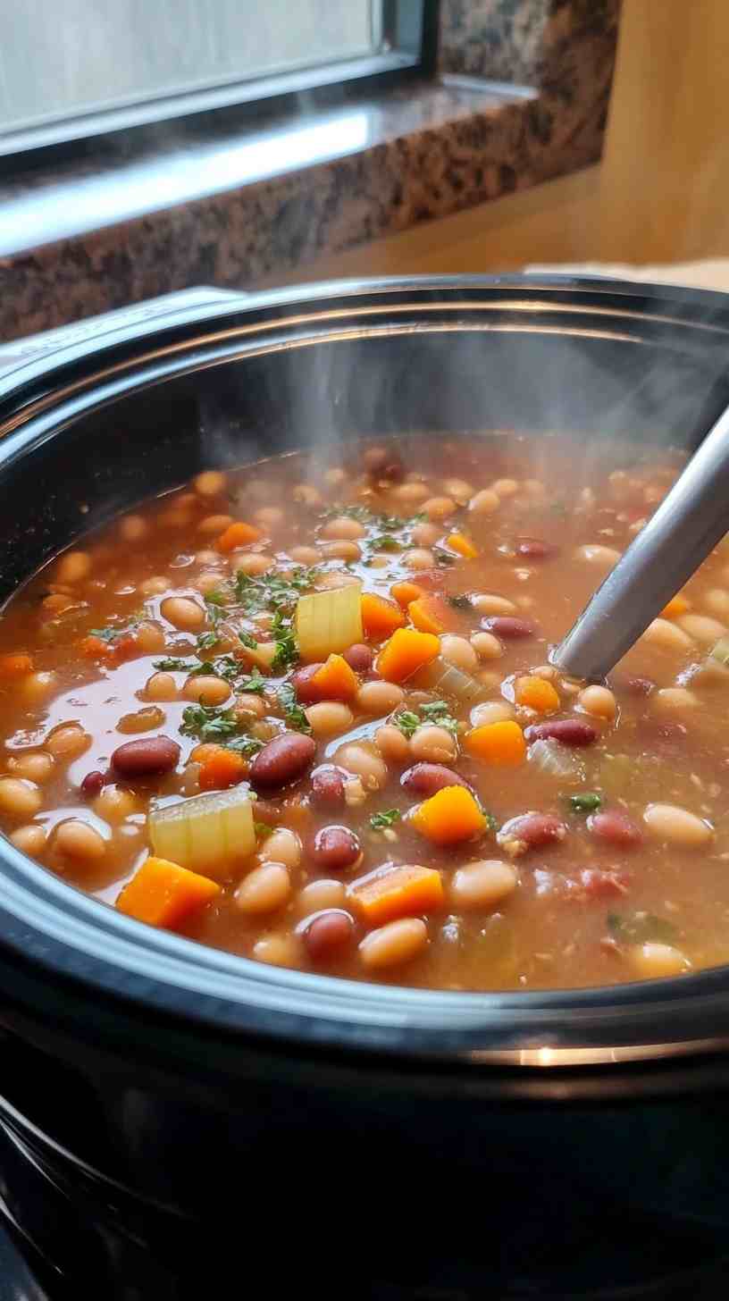 Slow Cooked Bean and Ham Soup with Vegetables Slow Cooked Bean and Ham Soup with Vegetables