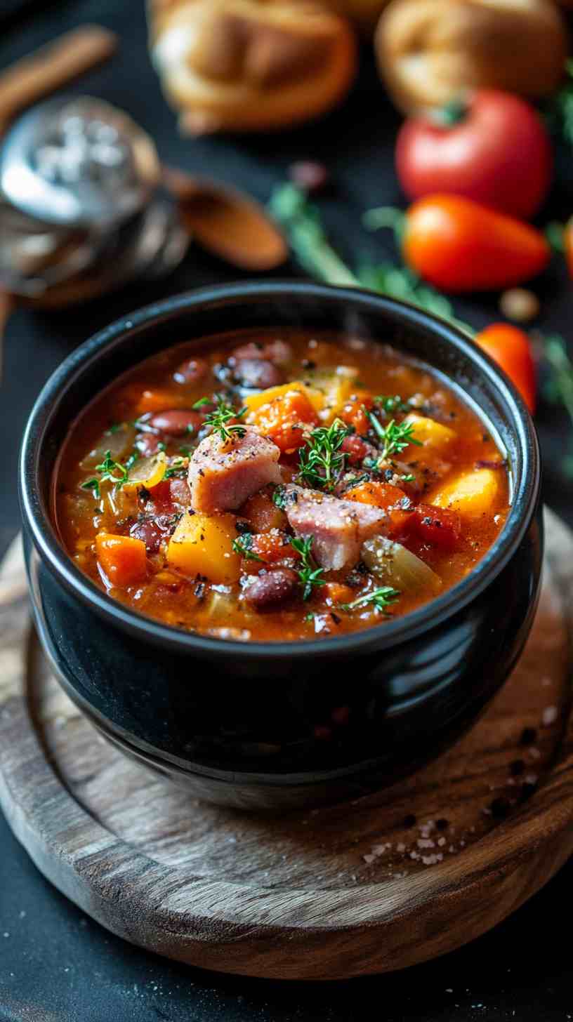 Slow Cooked Bean and Ham Soup with Vegetables Slow Cooked Bean and Ham Soup with Vegetables