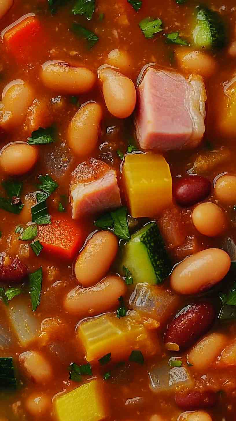Slow Cooked Bean and Ham Soup with Vegetables Slow Cooked Bean and Ham Soup with Vegetables