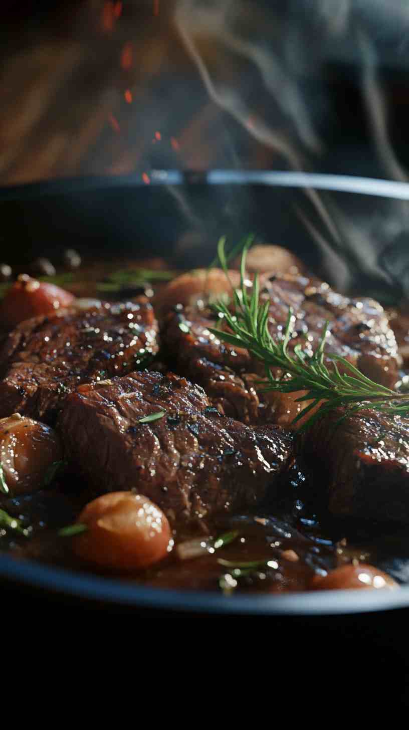 Slow Cooked Beef in Dark Ale with Herbs