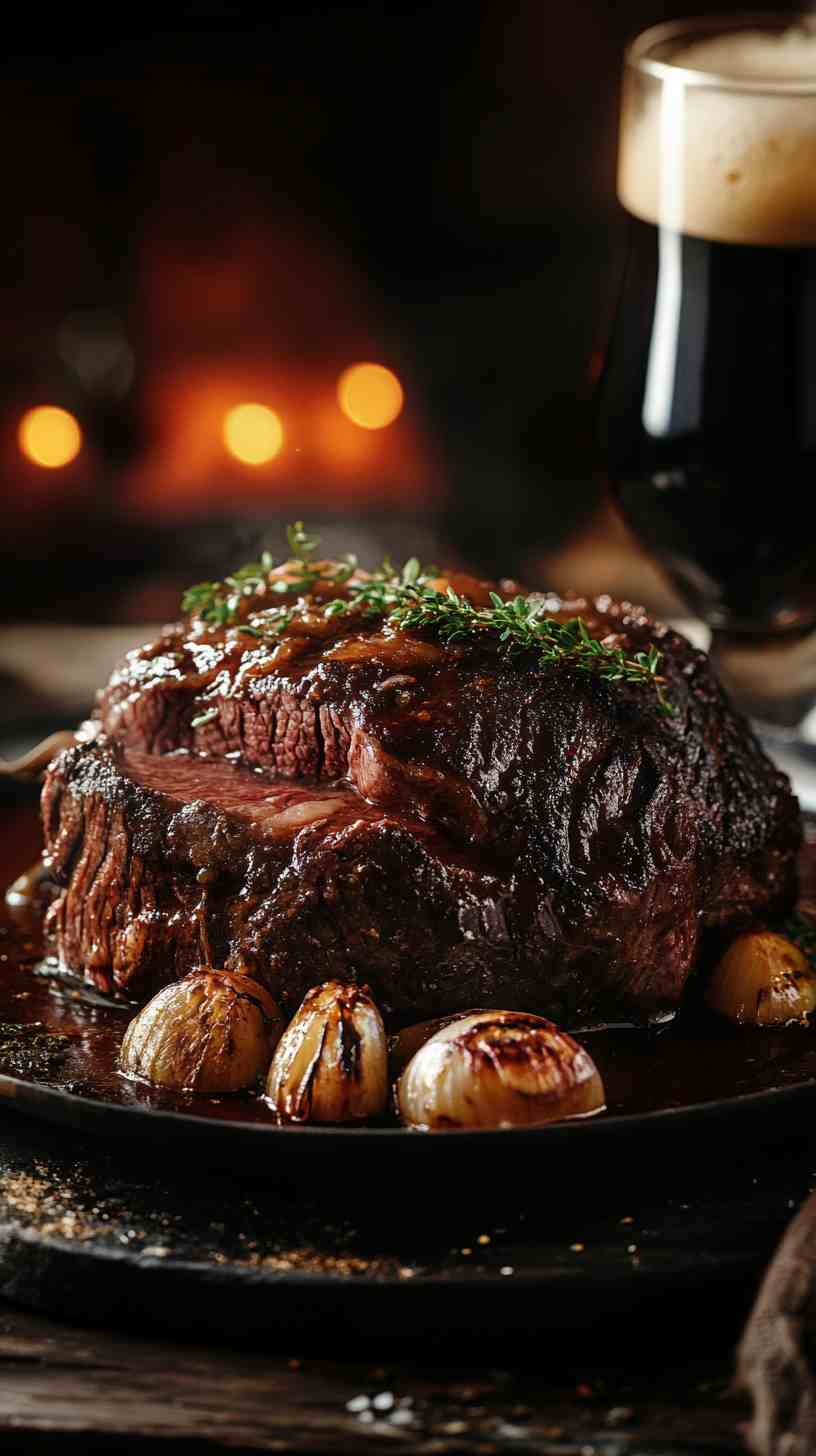 Slow Cooked Beef in Dark Ale with Herbs