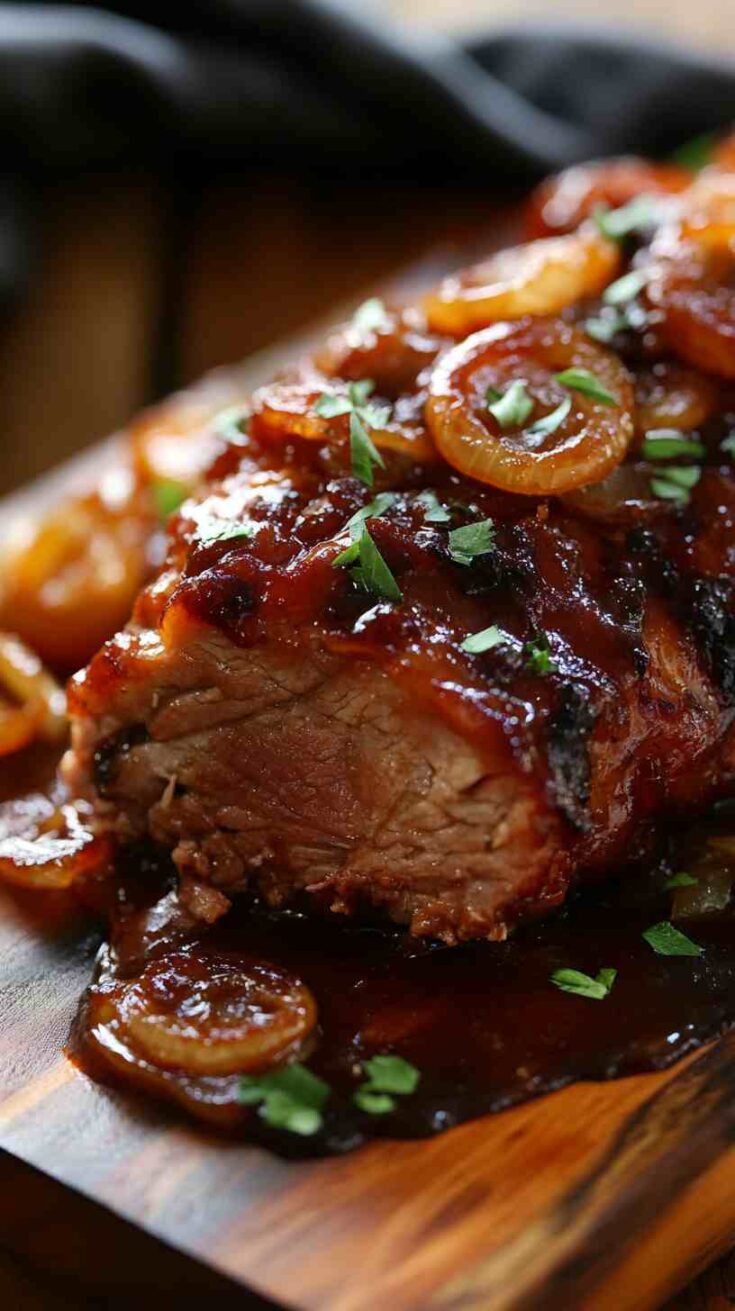 Slow Cooker BBQ Pork Loin with Caramelized Onions Slow Cooker BBQ Pork Loin with Caramelized Onions