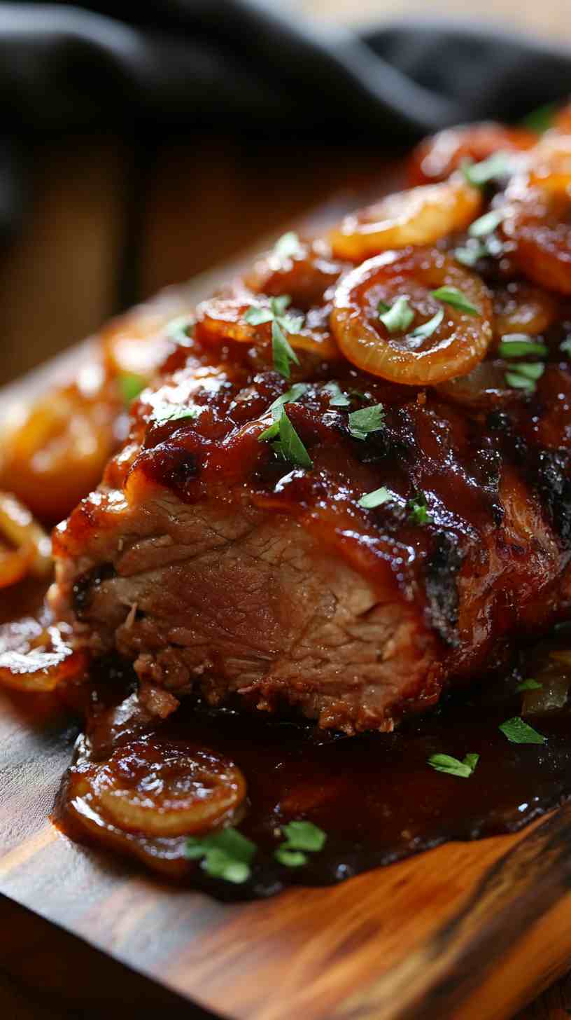 Slow Cooker BBQ Pork Loin with Caramelized Onions Slow Cooker BBQ Pork Loin with Caramelized Onions