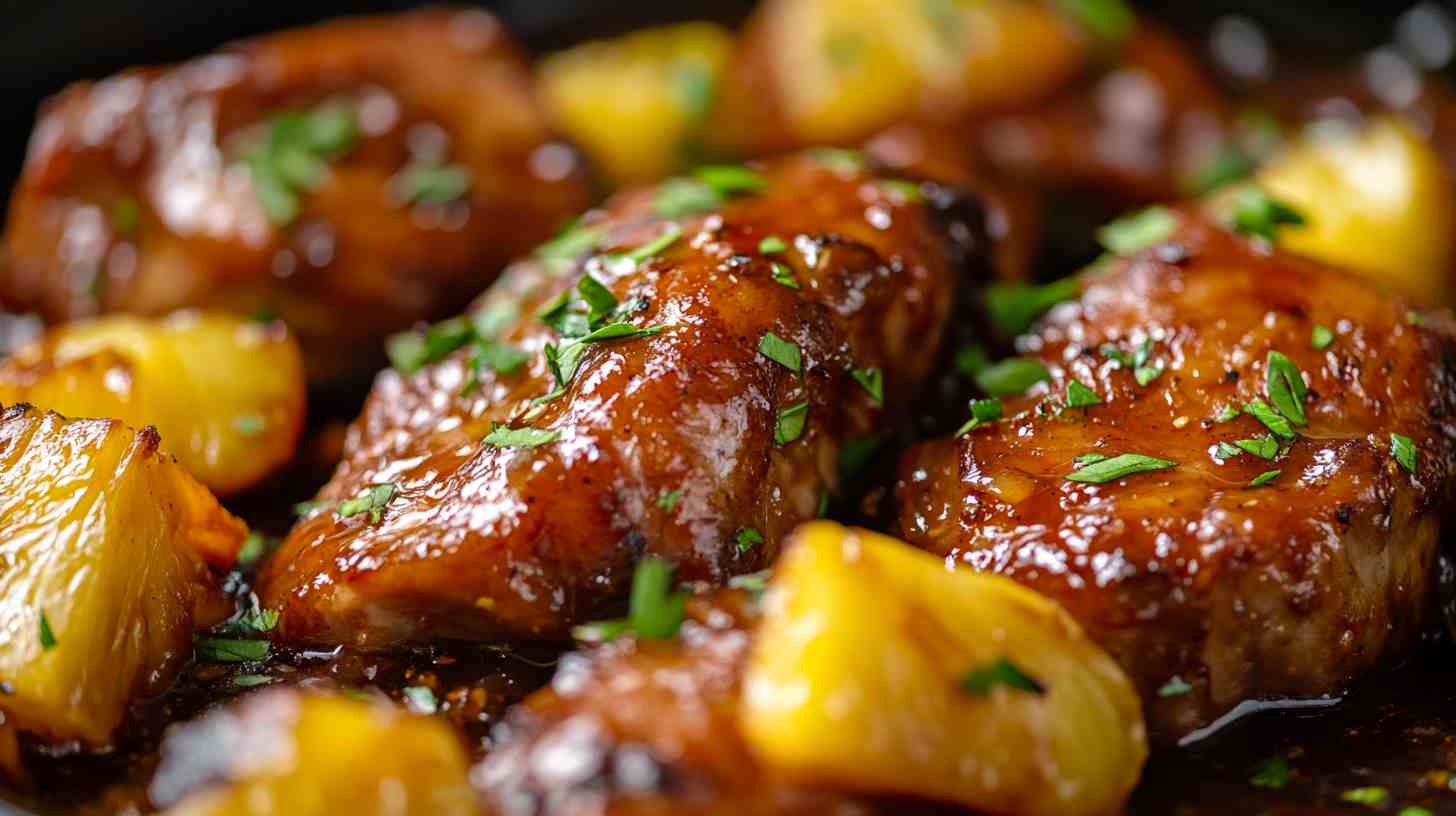 Slow Cooker BBQ Pork Loin with Pineapple Glaze