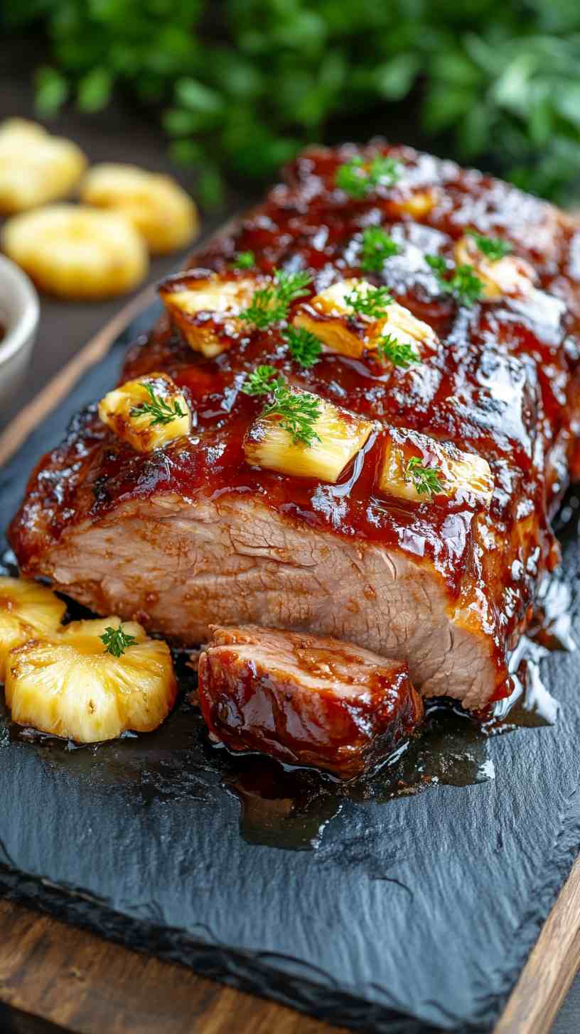 Slow Cooker BBQ Pork Loin with Pineapple Glaze Slow Cooker BBQ Pork Loin with Pineapple Glaze
