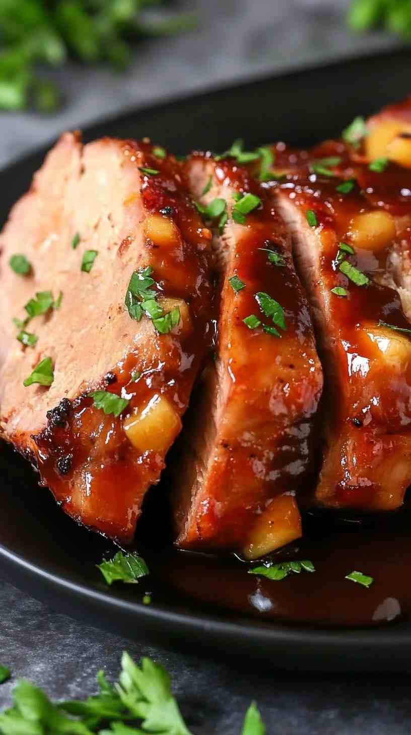 Slow Cooker BBQ Pork Loin with Pineapple Glaze Slow Cooker BBQ Pork Loin with Pineapple Glaze