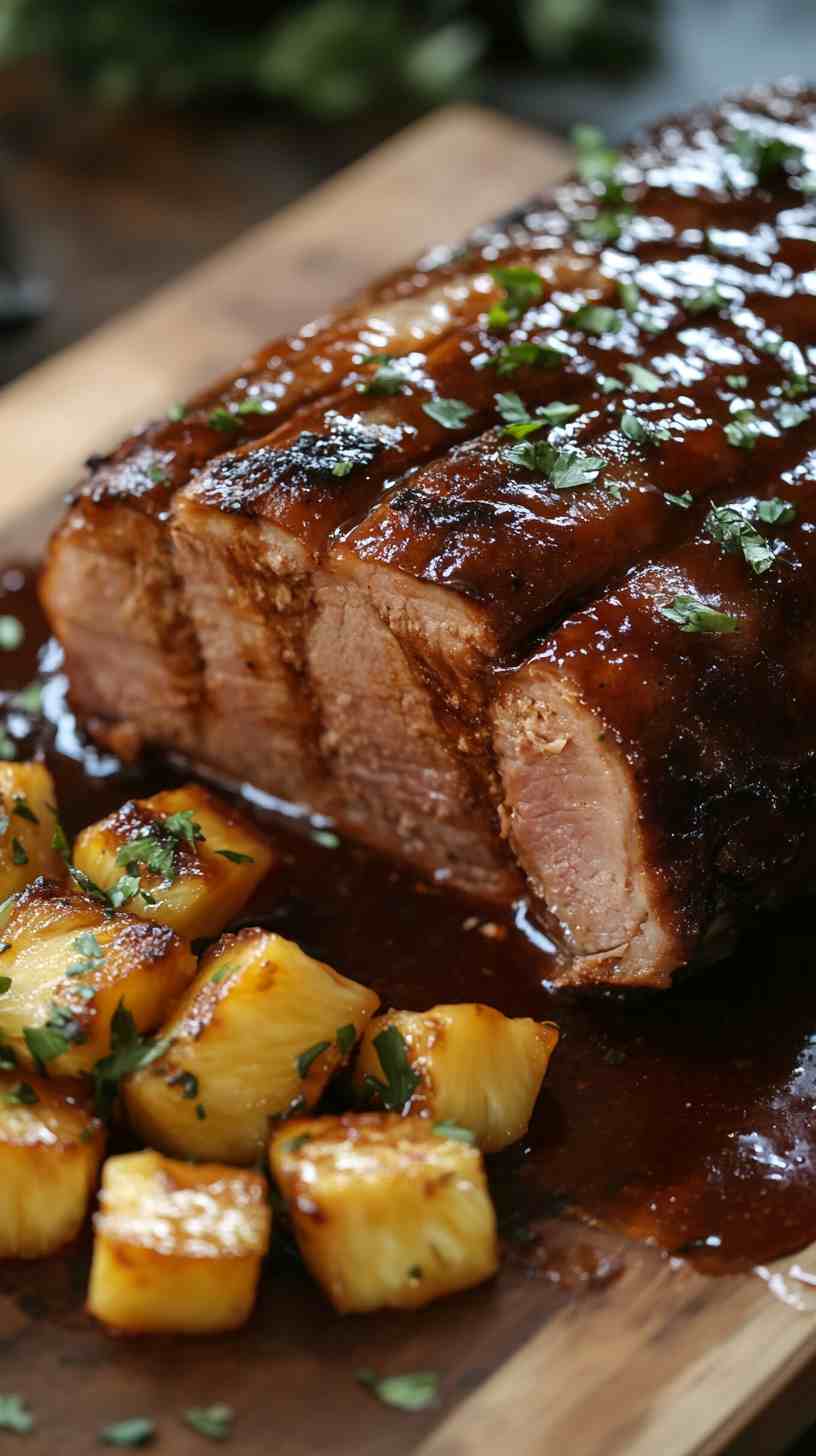 Slow Cooker BBQ Pork Loin with Pineapple Glaze Slow Cooker BBQ Pork Loin with Pineapple Glaze