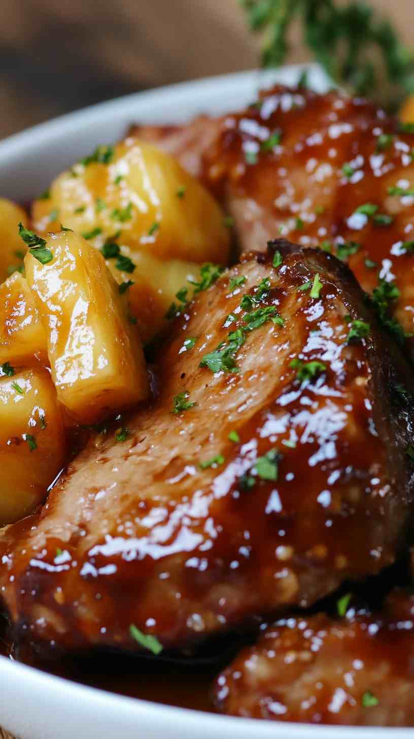Slow Cooker BBQ Pork Loin with Pineapple Glaze Slow Cooker BBQ Pork Loin with Pineapple Glaze