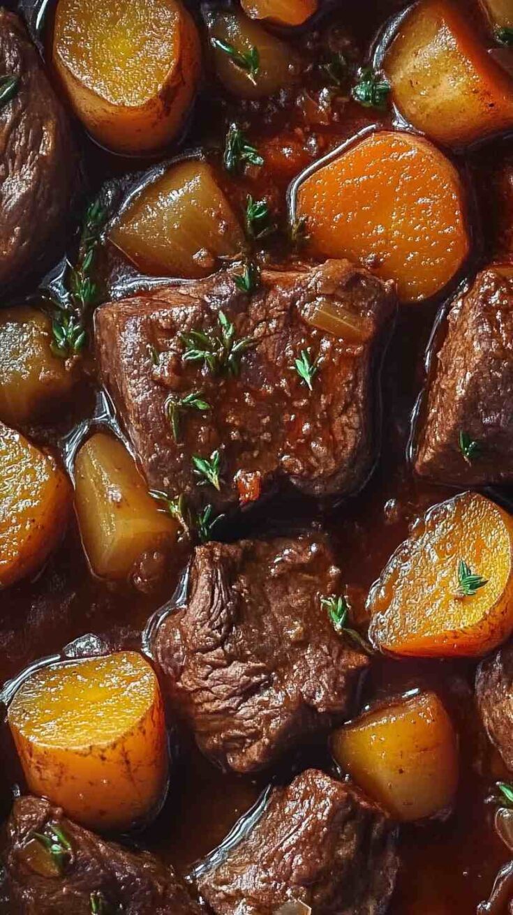 Tender Beer-Braised Beef with Root Vegetables Tender Beer-Braised Beef with Root Vegetables
