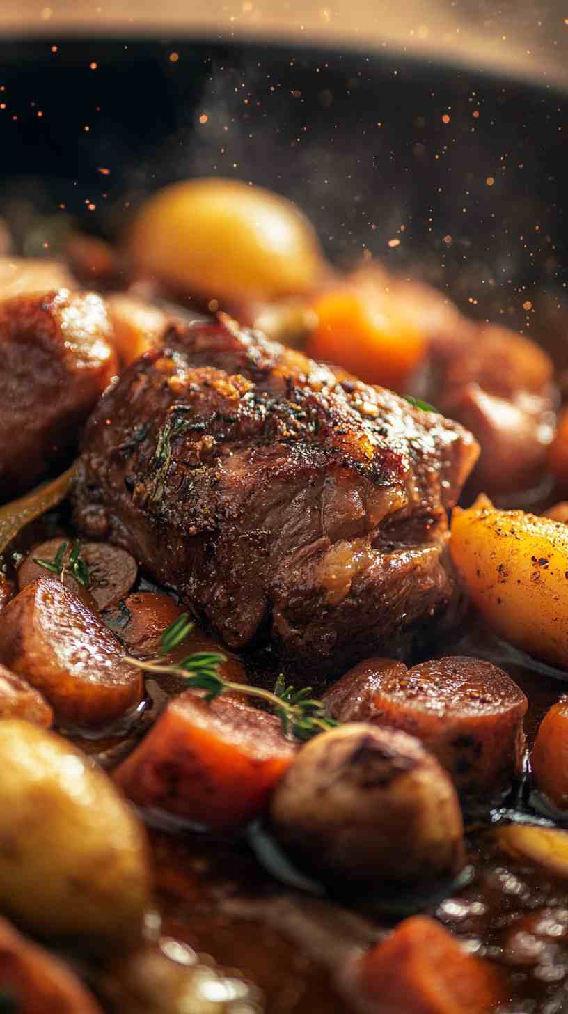 Tender Beer-Braised Beef with Root Vegetables Tender Beer-Braised Beef with Root Vegetables