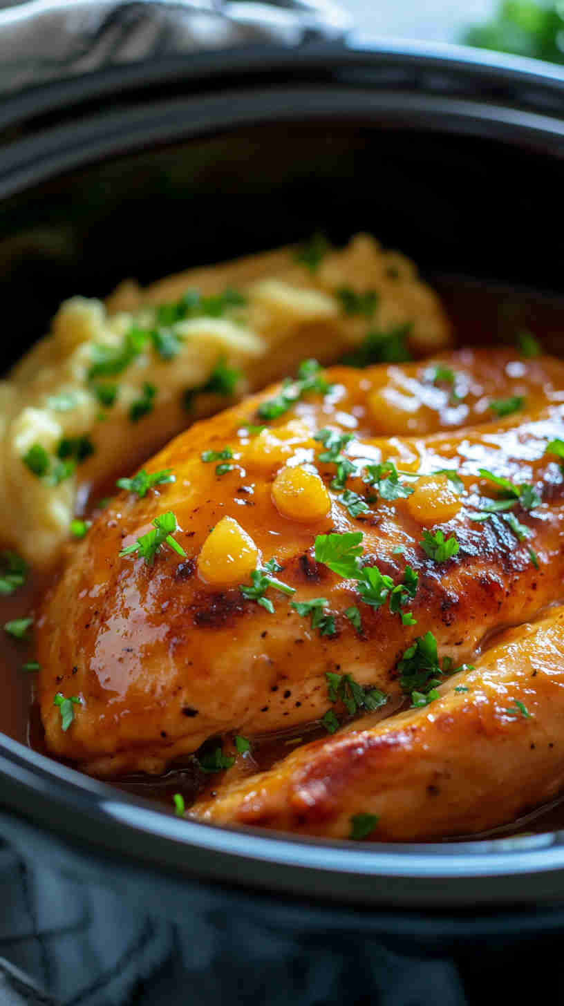 Apricot-Glazed Chicken in the Crockpot