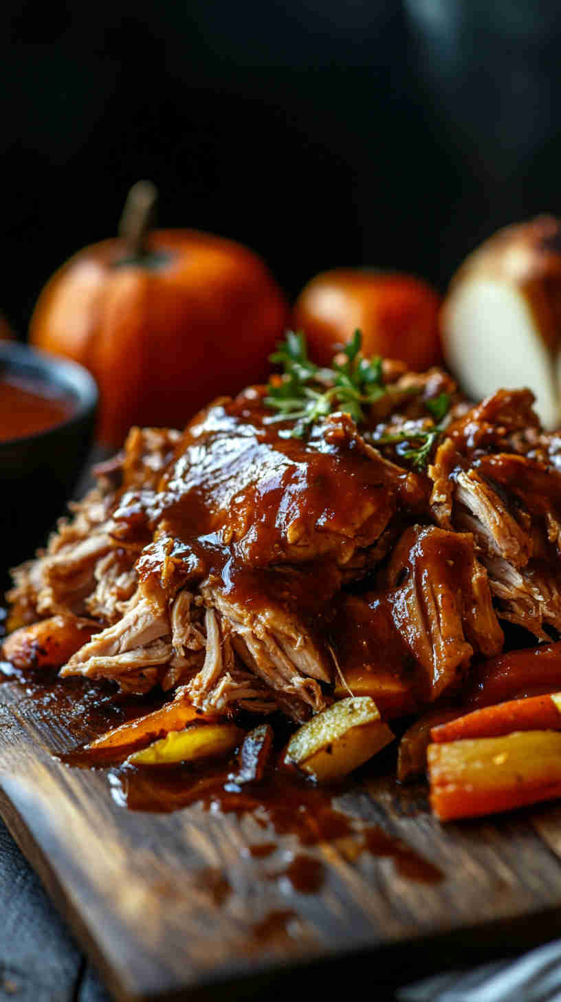 BBQ Pulled Chicken with Roasted Veggies