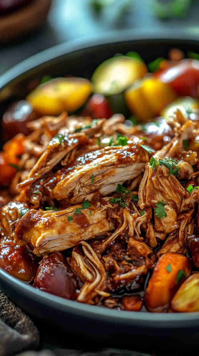 BBQ Pulled Chicken with Roasted Veggies