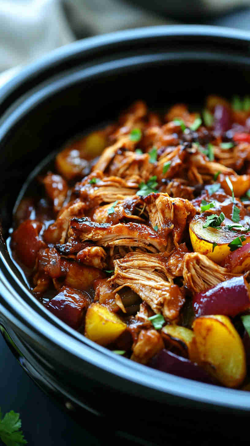 BBQ Pulled Chicken with Roasted Veggies