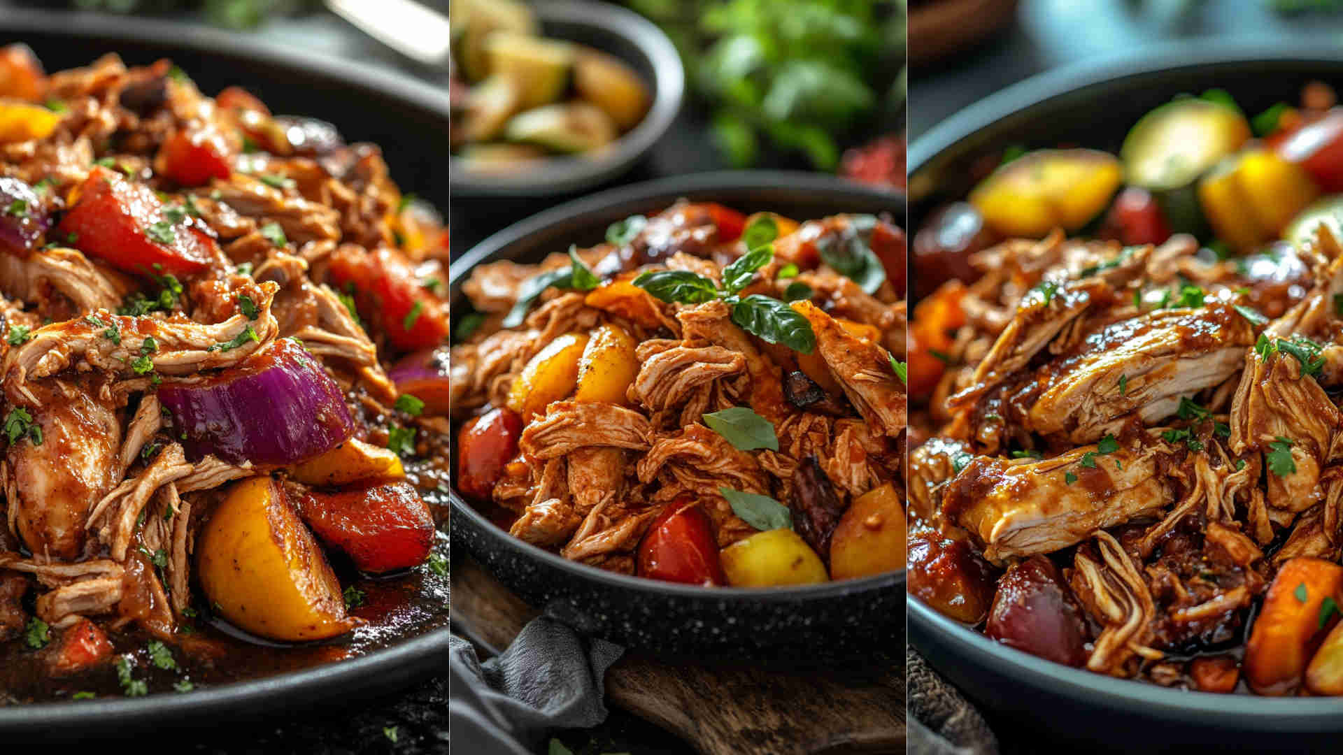 BBQ Pulled Chicken with Roasted Veggies