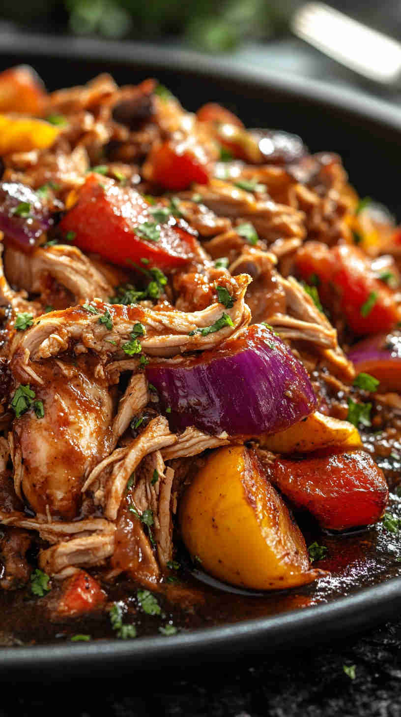 BBQ Pulled Chicken with Roasted Veggies