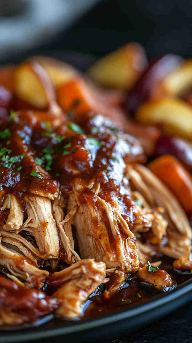 BBQ Pulled Chicken with Roasted Veggies
