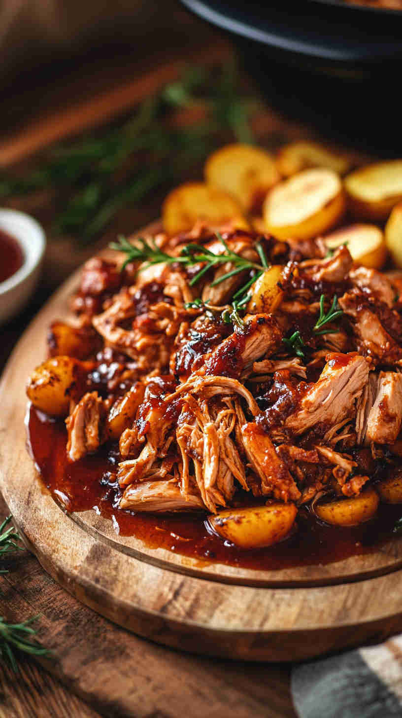 BBQ Pulled Chicken with Roasted Veggies